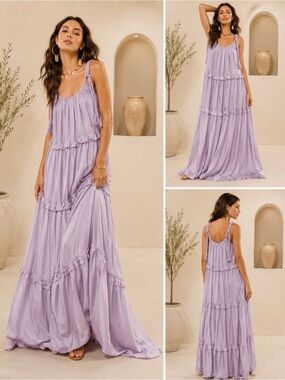 Hale Bob Lavender Tiered Maxi Dress